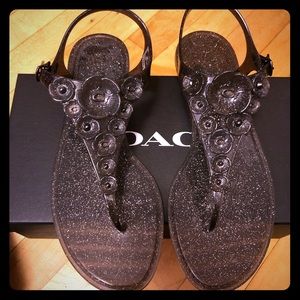 COACH Tea Rose Glitter Jelly Sandals